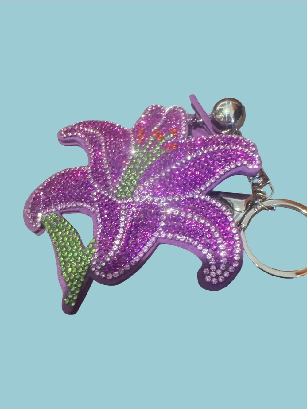 Purple Crystal Lily Keychain Fashion Accessory